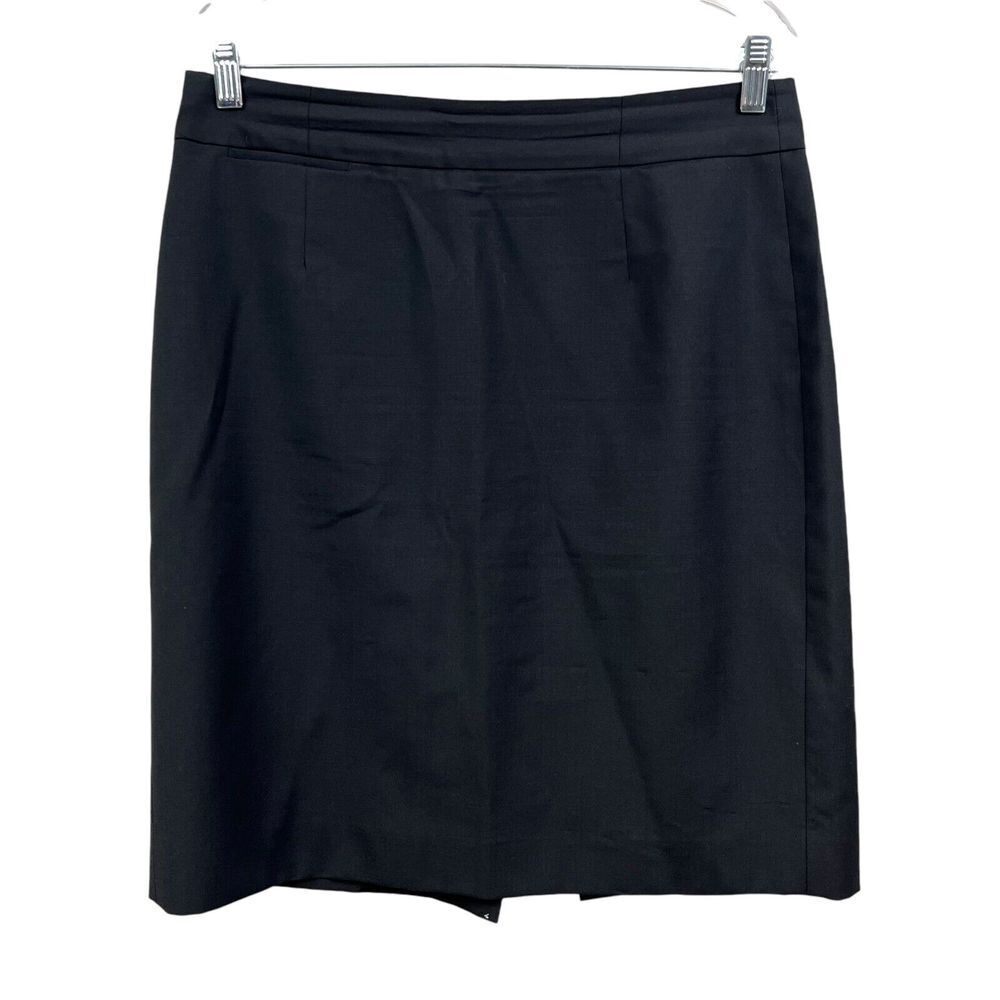 J. Crew Womens Wool Skirt Original Fit Vented Lined Zip Up Black Size 8*